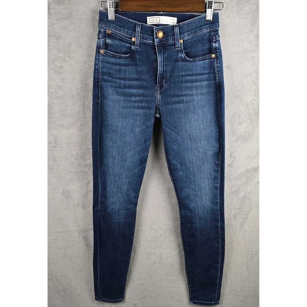 AYR The Chiller Skinny Jeans Dark Indigo Blue High Rise Denim Womens Size 27x30